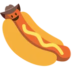Gesicht mit Cowboyhut + Hotdog