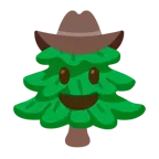 Gesicht mit Cowboyhut + Nadelbaum