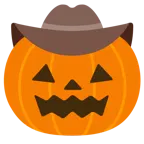 cara con sombrero de vaquero + calabaza de Halloween
