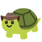 Gesicht mit Cowboyhut + Schildkröte