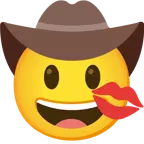 Gesicht mit Cowboyhut + Kussabdruck