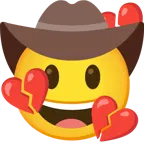 Gesicht mit Cowboyhut + gebrochenes Herz