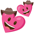 Gesicht mit Cowboyhut + zwei Herzen
