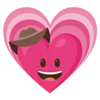 Gesicht mit Cowboyhut + wachsendes Herz