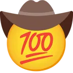 cara con sombrero de vaquero + cien puntos