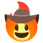 cara con sombrero de vaquero + fuego