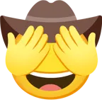 cara con sombrero de vaquero + mono con los ojos tapados