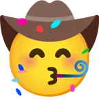 cara con sombrero de vaquero + cara de fiesta