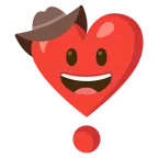 Gesicht mit Cowboyhut + Herz als Ausrufezeichen