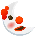 cara de payaso + luna de cuarto menguante con cara