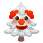 cara de payaso + árbol de hoja perenne