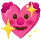 cara de payaso + corazón brillante
