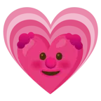 cara de payaso + corazón creciente