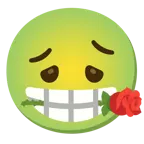 würgendes Gesicht + Rose