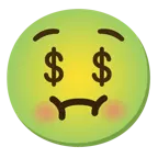 würgendes Gesicht + Gesicht mit Dollarzeichen