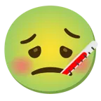 würgendes Gesicht + Gesicht mit Fieberthermometer