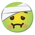würgendes Gesicht + Gesicht mit Kopfverband