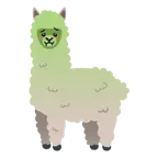 würgendes Gesicht + Lama