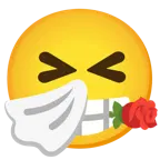 niesendes Gesicht + Rose