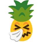 niesendes Gesicht + Ananas