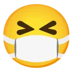 niesendes Gesicht + Gesicht mit Atemschutzmaske