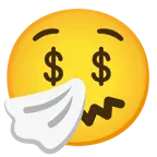 niesendes Gesicht + Gesicht mit Dollarzeichen