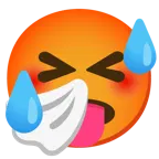 niesendes Gesicht + schwitzendes Gesicht