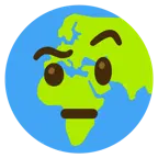 face with raised eyebrow + globe showing Europe-Africa