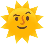 face with raised eyebrow + sun with face