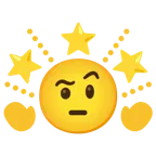 face with raised eyebrow + glowing star