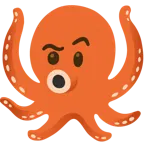 face with raised eyebrow + octopus