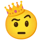 face with raised eyebrow + crown