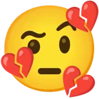 face with raised eyebrow + broken heart