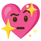 face with raised eyebrow + sparkling heart