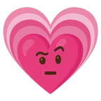 face with raised eyebrow + growing heart