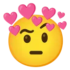 face with raised eyebrow + heart with arrow
