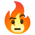 face with raised eyebrow + fire