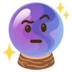 face with raised eyebrow + crystal ball