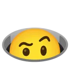 face with raised eyebrow + hole