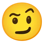 face with raised eyebrow + smirking face