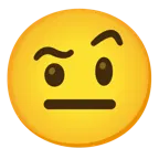 face with raised eyebrow + expressionless face