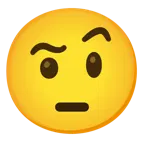 face with raised eyebrow + pensive face