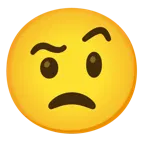face with raised eyebrow + worried face
