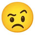 face with raised eyebrow + angry face