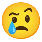 face with raised eyebrow + crying face