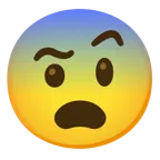 face with raised eyebrow + fearful face