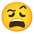 face with raised eyebrow + weary face