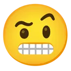face with raised eyebrow + grimacing face