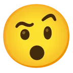 face with raised eyebrow + hushed face