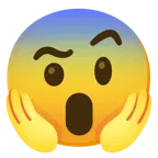 face with raised eyebrow + face screaming in fear